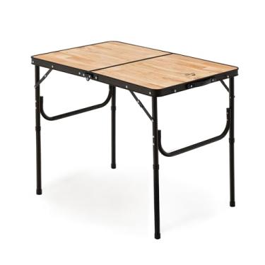 Imagem de Naturehike Grande mesa dobrável de acampamento, mesas laterais de acampamento portáteis com pernas ajustáveis, mesa de barraca para caminhadas ao ar livre, cozinhar, churrasco, viagens - madeira