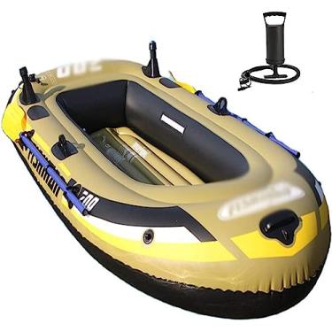 Imagem de LMJYU Barco inflável de pesca, barco inflável com remo, turismo, barco duplo inflável de verão