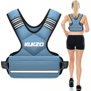 Imagem de KUKZO Colete feminino com peso ajustável masculino, colete de peso de 5,4 a 8,2 kg com 6 pesos de ferro para treinamento de força, corrida, caminhada, treino, fitness, azul