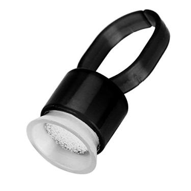 Imagem de Akozon Copos Descartáveis ​​do Anel Tinta Tatuagem de 100 Pces Com Suporte Esponja para a Composição Permanente-ajustável, Sanitário, e Agulha Afiada Amigável (Preto #03)