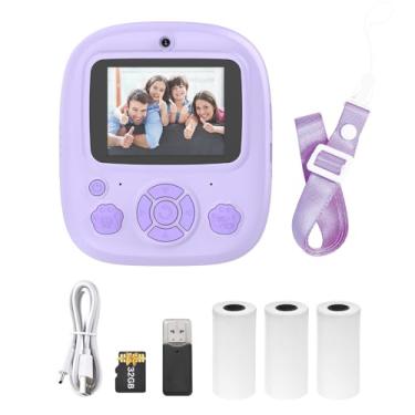 Imagem de Impressora Instantânea de Câmera com Tela 2 4 Polegadas Digital 1200W Shot Flash 8 0X Suporte para Gravação Vídeo 1080P 720P Impressão Sem Tinta 3 Rolos Papel Cartão Memória 32G Leitor