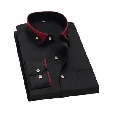 Imagem de Camisa Social Masculina Rosa Antirrugas Com Botões De Diamante, Manga 