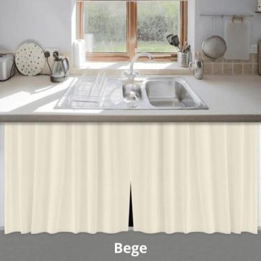 Imagem de Cortina Para Pia Cozinha Balcão Blackout Lisa 1,40 x80c m PVC Impermeá