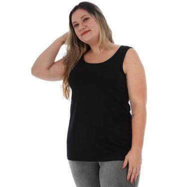 Imagem de Regata Plus Size Feminina Básica Alça Larga Anistia Preta, G5