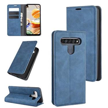 Imagem de HONGYAN Capa de telefone Para LG K61 Retro-skin Business Magnetic Suction Leather Case com suporte e slots de cartão e carteira Capa protetora