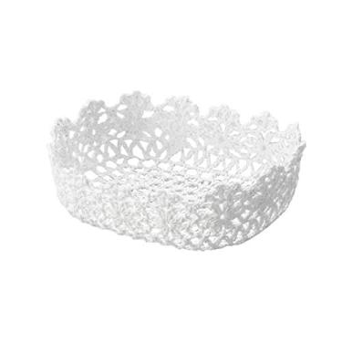 Imagem de Cesta De Plástico Crochê Branca 21x17x6cm Lyor Branco Único