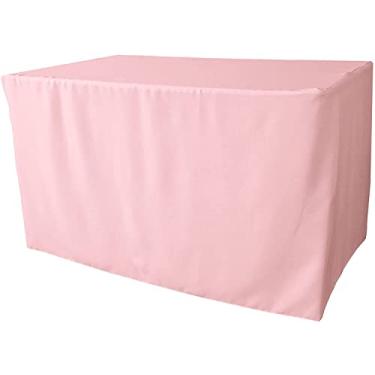 Imagem de LA Linen Toalha de mesa de popelina de poliéster, 122 cm C x 76 cm L x 76 cm A, rosa claro