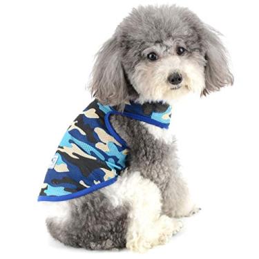 Imagem de Zunea Camisas para cães pequenos malha verão roupas de cachorro camuflagem básica regata macia legal colete camiseta cachorro sem mangas para cães pequenos chihuahua gatos azul XGG