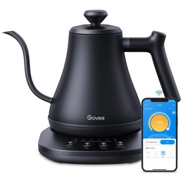 Imagem de Chaleira Elétrica Inteligente 800 mL com Wi Fi e Controle de Voz Alexa, Aço Inoxidável, 110v, GOVEE H7170111, Preto