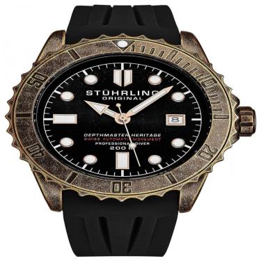 Imagem de Relógio Masculino Automático com Pulseira de Borracha, Modelo 1003,01, STUHRLING 1003.01, Preto