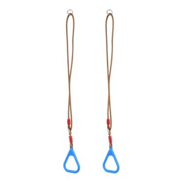 Imagem de Vaveren Argolas de ginástica para crianças, argolas de puxar, treino portátil com corda ajustável, exercícios de fitness em casa para quintal para crianças, Azul