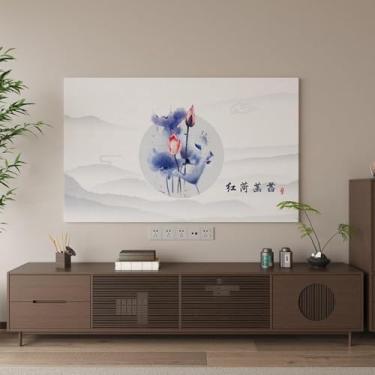 Imagem de Capa protetora contra poeira para TV de luxo leve para TV LCD LED montada na parede protetor de tela de TV macio moderno protetor de tela minimalista sala de estar decoração-flor 4||65 polegadas