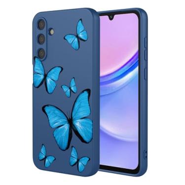 Imagem de KOARWVC Capa de telefone para Galaxy M55 5G, capa para Samsung M55 SM-M556, design de padrão de borboleta, fina, protetora, macia, amortecedora, capa de telefone para Samsung Galaxy M55 borboleta azul