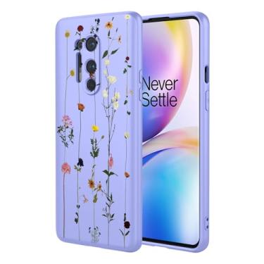 Imagem de KOARWVC Capa de telefone para OnePlus 8 Pro, IN2023 IN2020 IN2021 IN2025 1+8Pro, capa fofa com estampa de flor, fina, protetora, macia, amortecedora, para OnePlus 8 Pro, jardim roxo
