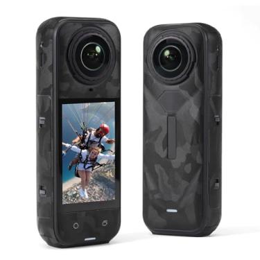 Imagem de yiodelu Película antiarranhões para Insta 360X5 Adesivo protetor camuflado preto decalques acessórios para câmera de ação para proteção total 360X5