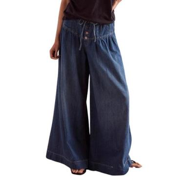 Imagem de Calças CHARTOU, largas e largas, jeans, cordão, flare