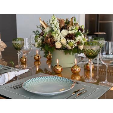 Imagem de Lamparina Decorativa Natal Dourada Para Fluido Velas Bistrot