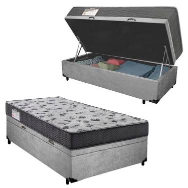 Imagem de Cama Box Baú Solteiro Suede + Colchão De Espuma D33 - SerenePrime - 88cm Cinza