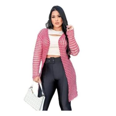 Imagem de Kimono Cardigan Suelen Longo Frio Tricô Vermelho - Breeza Store