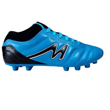 Imagem de Chuteira De Campo Couro Mathaus Botinha Solista Tamanho:36;Cor:Azul-celeste;Gênero:Masculino