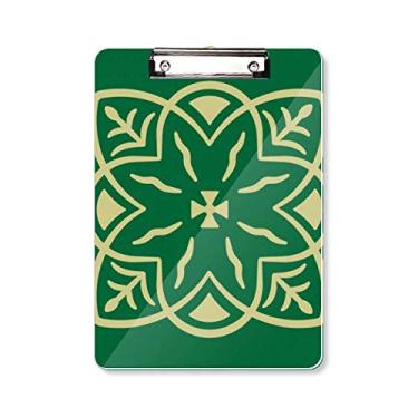 Imagem de Prancheta de prancheta com estampa decorativa estilo Talavera verde A4