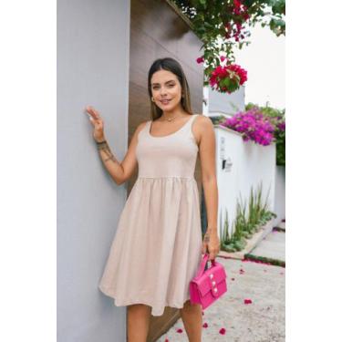 Imagem de Vestido Curto De Algodão Alanis - B&C Fashion, G, Areia1