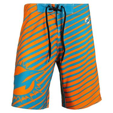 Imagem de Bermuda Miami Dolphins listrada de poliéster dupla extra grande 40