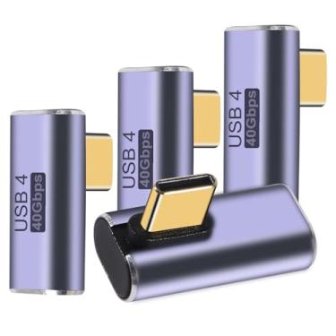 Imagem de XIITIA 4 peças de adaptador/conector USB C macho para fêmea de ângulo reto de 90 graus, extensor de adaptador USB tipo C suporta 100W, 40Gbps, 8K @60Hz para Steam Deck, MacBook, Thunderbolt etc.