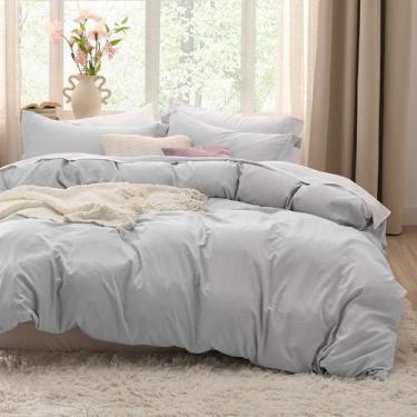Imagem de Conjunto de Capa de Edredom Bedsure Queen Size - 3 Peças - Cinza Claro