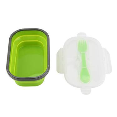 Imagem de Lancheira de silicone GRCFUMO, caixa de recipiente de armazenamento de alimentos selados com alimentos com colher, caixa telescópica vedada para escritório da escola
