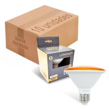 Imagem de 10x Lâmpada Par30 10w Luz Laranja Âmbar Ip65 Prova D`água