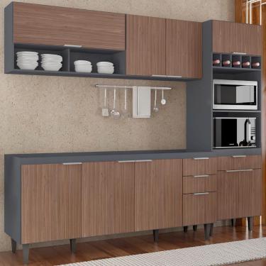 Imagem de Armário De Cozinha Cp02 Para Pia 180cm Pérola Z34 Grafite/freijó - Mpozenato