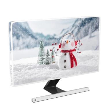 Imagem de Baocicco Capa protetora contra poeira para monitor de computador boneco de neve 66, 27, 71 cm branco floco de neve inverno árvore de Natal homem de neve feliz natal acessórios para monitor à prova
