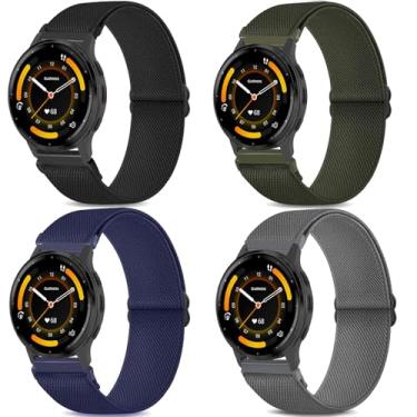 Imagem de CUNUJIX Pacote com 4 pulseiras elásticas de 22 mm compatíveis com Garmin Venu 3/Venu 2/Vivoactive 4, pulseira de tecido elástico de nylon para Forerunner 265/255/255 Music feminino e masculino