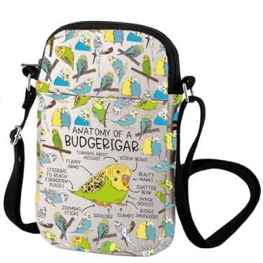 Imagem de Bolsa tiracolo Budgerigar The Anatomy Of A Parrot Lovers Pet Budgerigars Gift Pet Owner Gift, Budgerigar