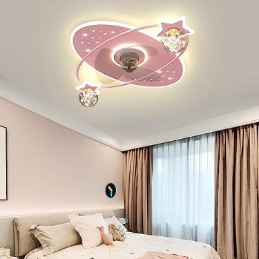 Imagem de Ventilador de teto infantil com luz e cronometragem Motor reversível Luz de teto silenciosa com ventilador para quarto sala de estar Ventilador de teto regulável LED Design verão e inverno r