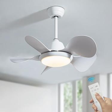 Imagem de Ventiladores de teto pequenos com lâmpadas Silencioso motor DC reversível de 6 velocidades Ventiladores de teto modernos com luzes e controle remoto Função inverno/verão Mini luz de ventilad