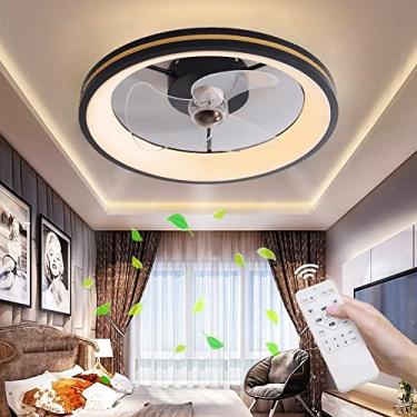 Imagem de Ventilador de teto LED com iluminação Ventilador de teto 72W Luz de teto com controle remoto 3 velocidades ajustável Ventoinha Quarto 50CM Ventilador silencioso invisível Quarto infantil