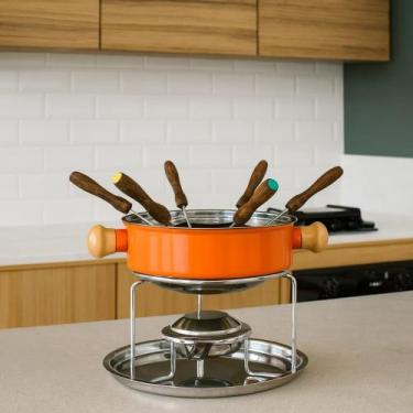 Imagem de Conjunto Fondue Completo Inox Colors Laranja Ravinox