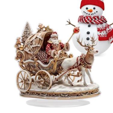 Imagem de Decoração de mesa de Natal - Enfeite de mesa de acrílico 2D de rena de Papai Noel | Enfeite de mesa multifuncional para festas de quintal, quarto, sala de estar, férias, família