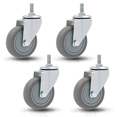 Imagem de Rodízios de placa giratória resistentes - Rodas de rodízios de 360° com haste rosqueada M12x30mm para móveis, carrinhos e bancadas de trabalho - Rodas de substituição duráveis