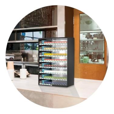 Imagem de Gabinete de exibição de porta-cigarros, armário de cigarro de alumínio - porta de vidro temperado com chave de bloqueio, suporte de caixa de cigarros montado na parede para lojas de varejo