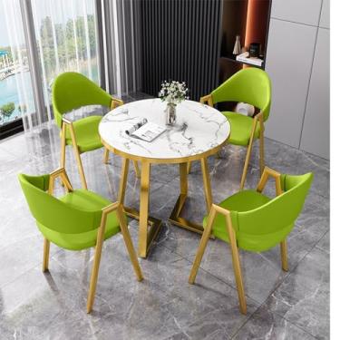 Imagem de Conjunto de mesa e cadeira de clube de recepção de escritório, mesa de negociação, mesas de sala de reuniões pequenas, mesa de centro e cadeira, conjunto de mesa de jantar para 4 (cor: 7, tamanho