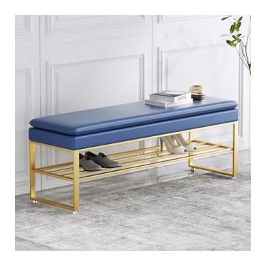 Imagem de Banco de sapateira de 2 níveis, banco organizador de sapatos, banco de entrada para entrada, sala de estar, porta da frente do corredor, moldura de metal (tamanho: 100 x 30 x 45 cm, cor: A)