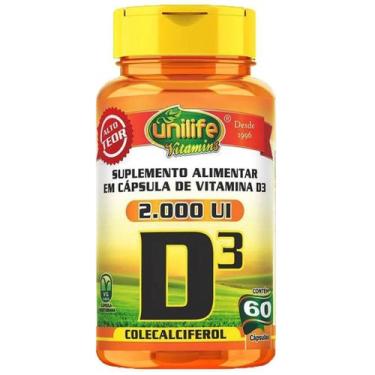 Imagem de Vitamina D3 2000 U.I. Colecalciferol 60 cápsulas de 470mg - Unilife