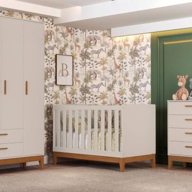 Imagem de Berço 2 em 1 em Mdf 133cm X 90cm Flip Areia Fosco