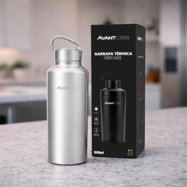 Imagem de Garrafa Termica New Age 520ml Branco Aço Inox Gela por 6h Cod: 2920156