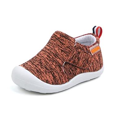 Imagem de OAISNIT Tênis para bebês meninos e meninas, antiderrapante, leve, macio, para caminhar, correr, A - laranja, 6-12 Meses