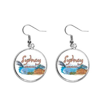 Imagem de Brinco feminino australiano City Sydney Opera Aquarela brinco pendente prata gota joia