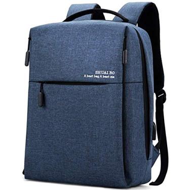 Imagem de Mochila para laptop Mochila multifuncional de grande capacidade para computador, alça de ombro ampliada e reduzida tipo S, almofada de descompressão respirável, azul
